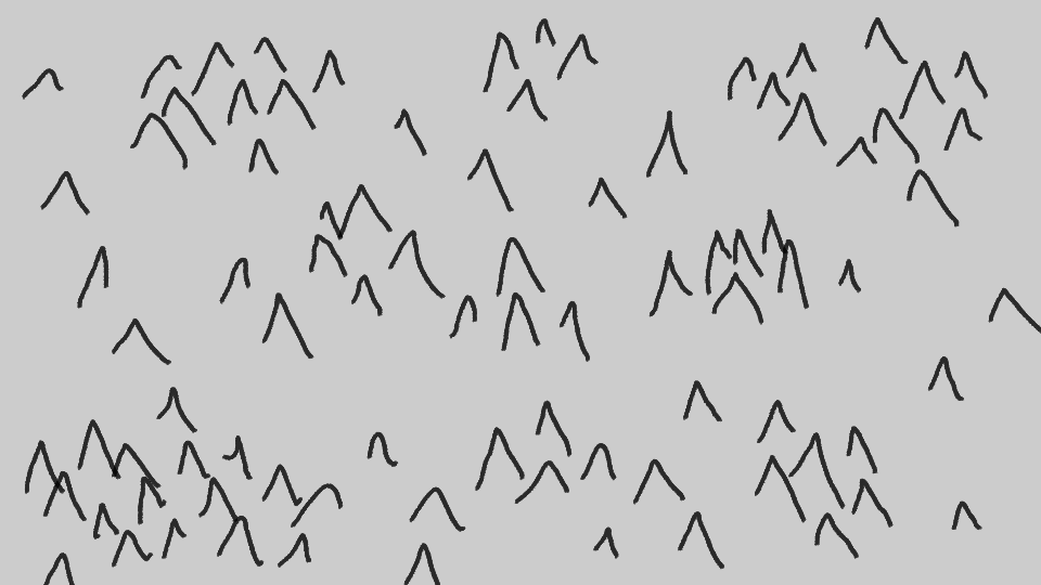 Black sketch lines on a light gray background forming an abstract pattern of mountain-like shapes.