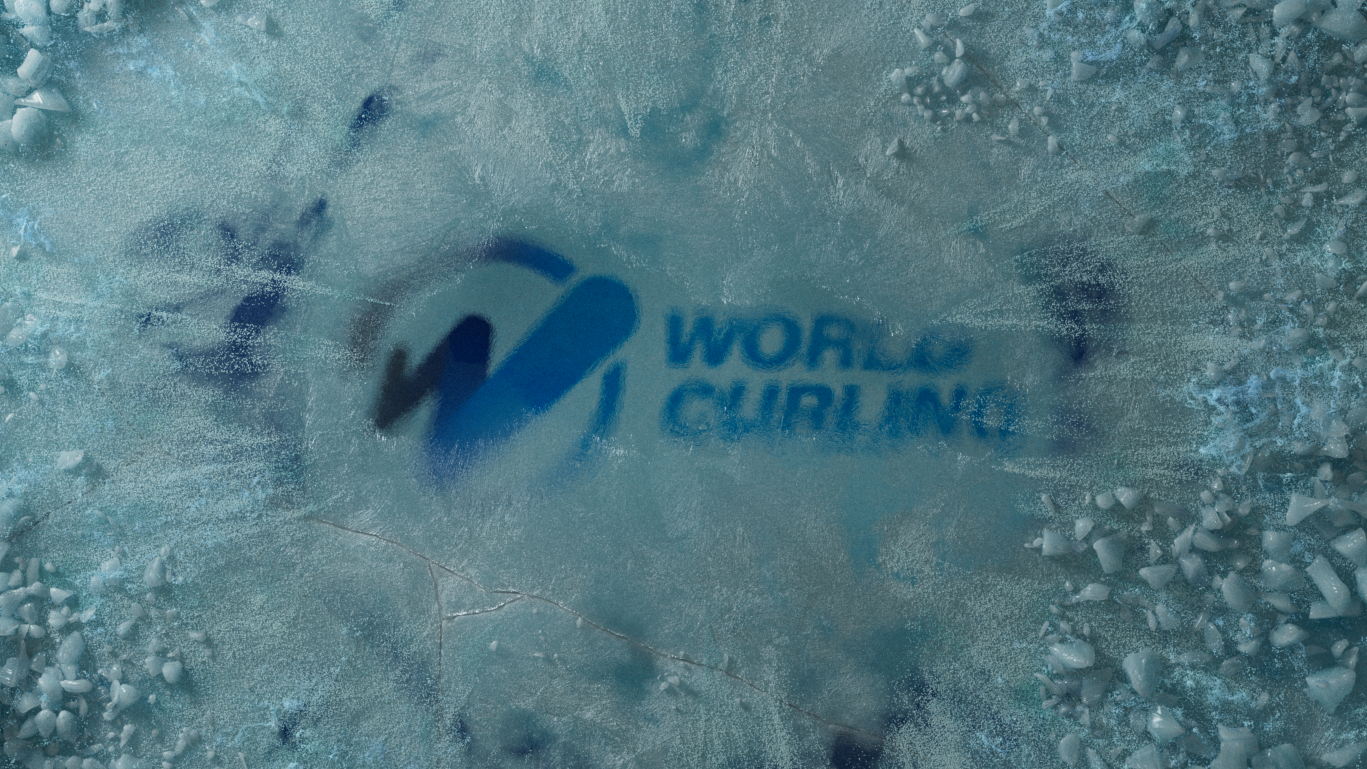 A sticker on a cracked, snowy surface with a hand making a peace sign and the words 'World Churning' printed in blue.