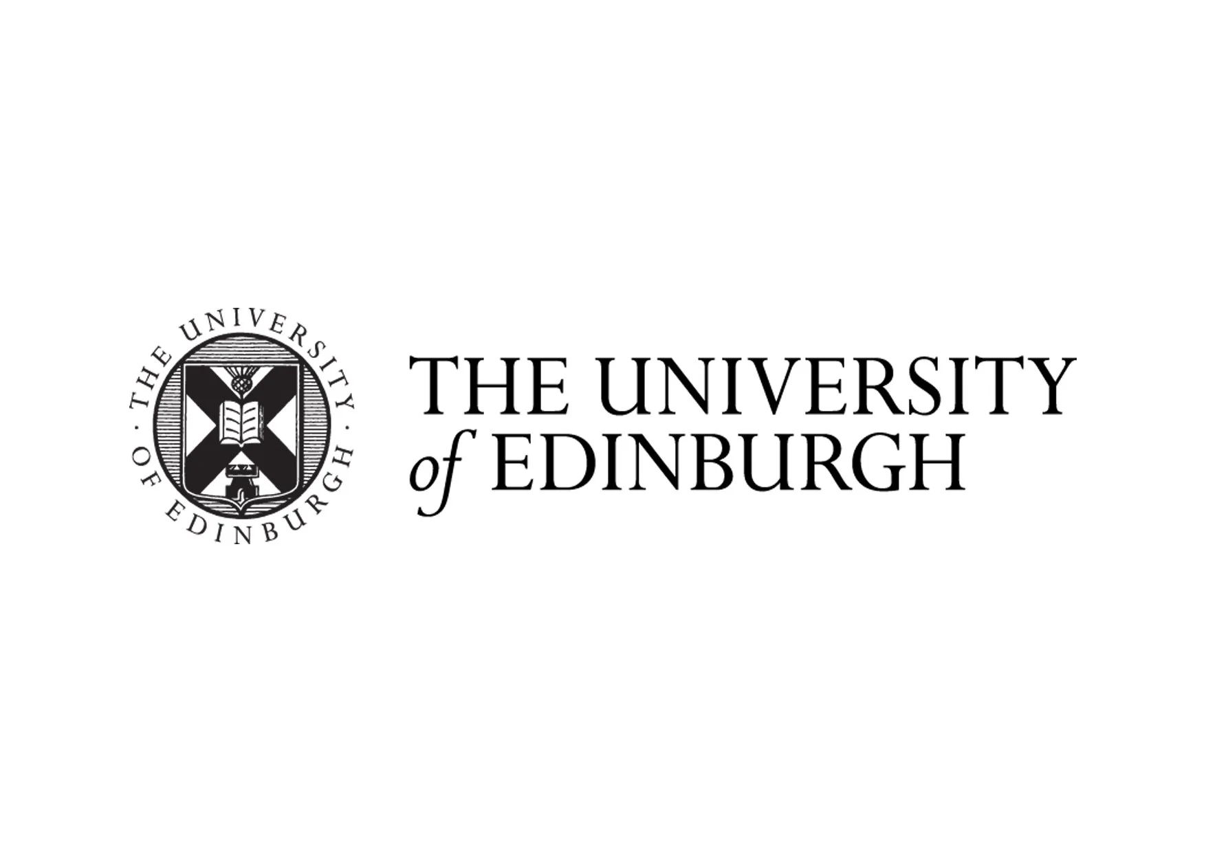 The logo of the University of Edinburgh, featuring a circular emblem with an open book and a shield, accompanied by the text 'The University of Edinburgh' in black font.