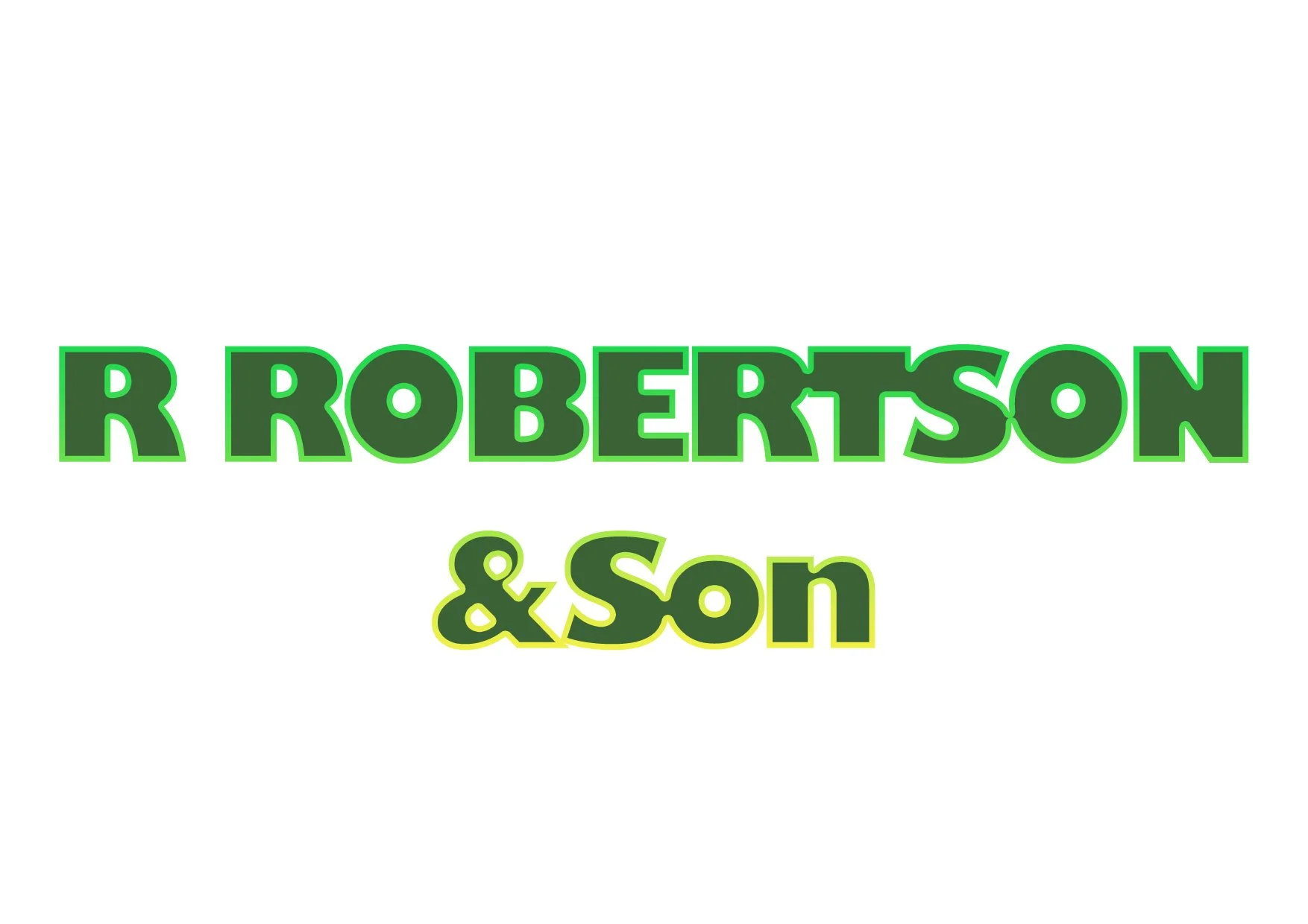 Text reading 'R ROBERTSON &Son' with green and yellow stylized font on a white background.