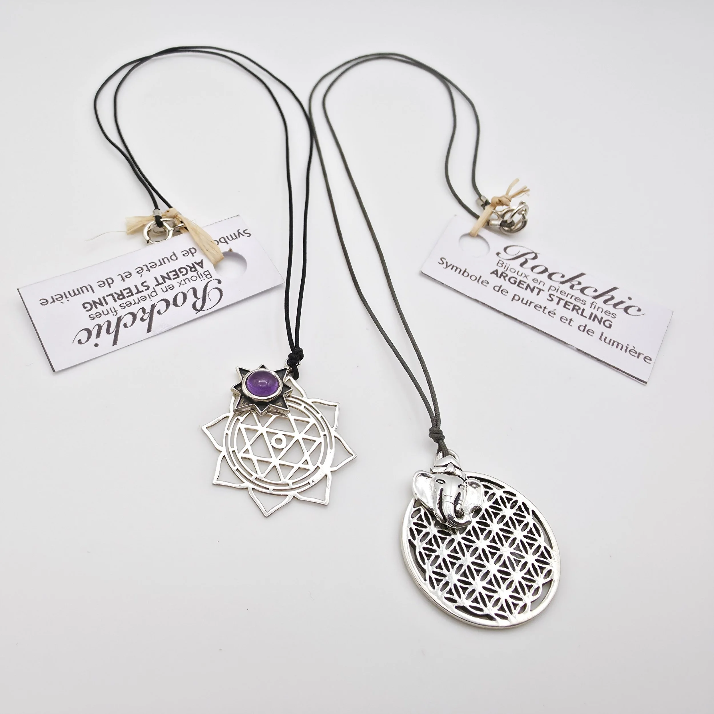 STERLING SILVER PENDANTS ON CORD