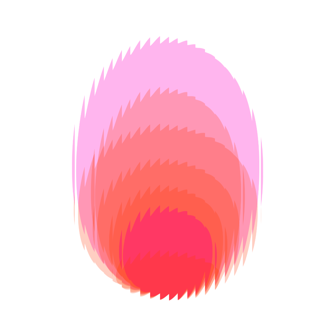 Une illustration de formes ovales superposée avec un dégradé allant du rouge au rose.