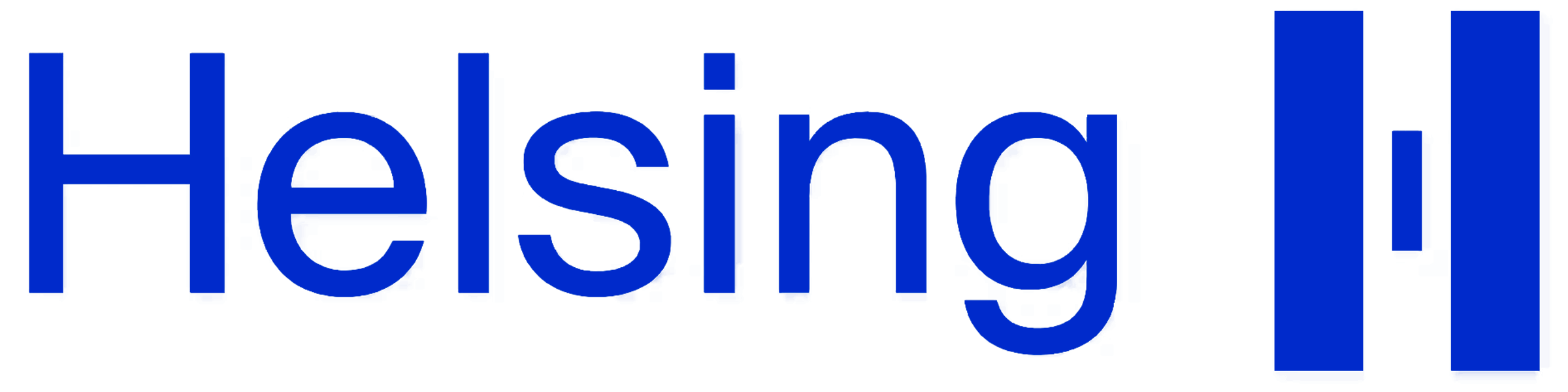 Le logo de l'entreprise Helsing en bleu.