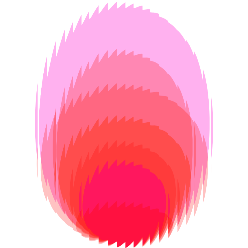 Une illustration de formes ovales superposée avec un dégradé allant du rouge au rose.