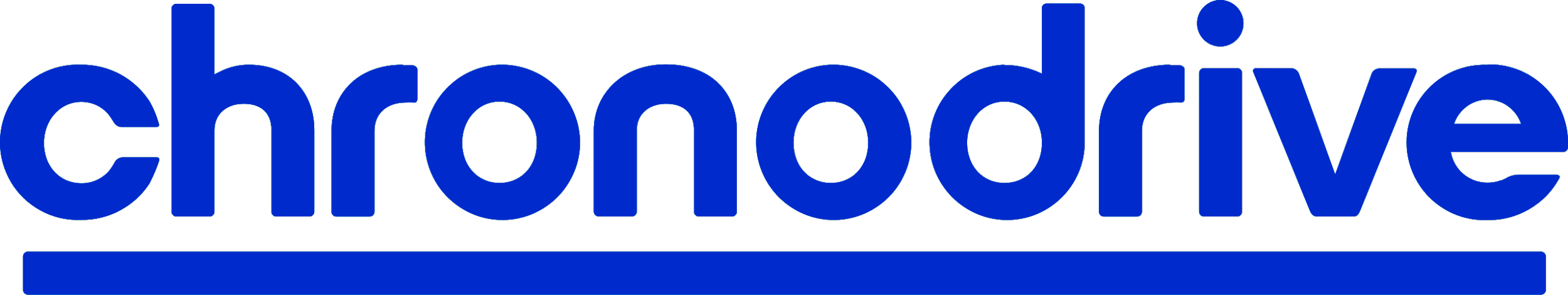 Le logo de l'entreprise Chronodrive en bleu.