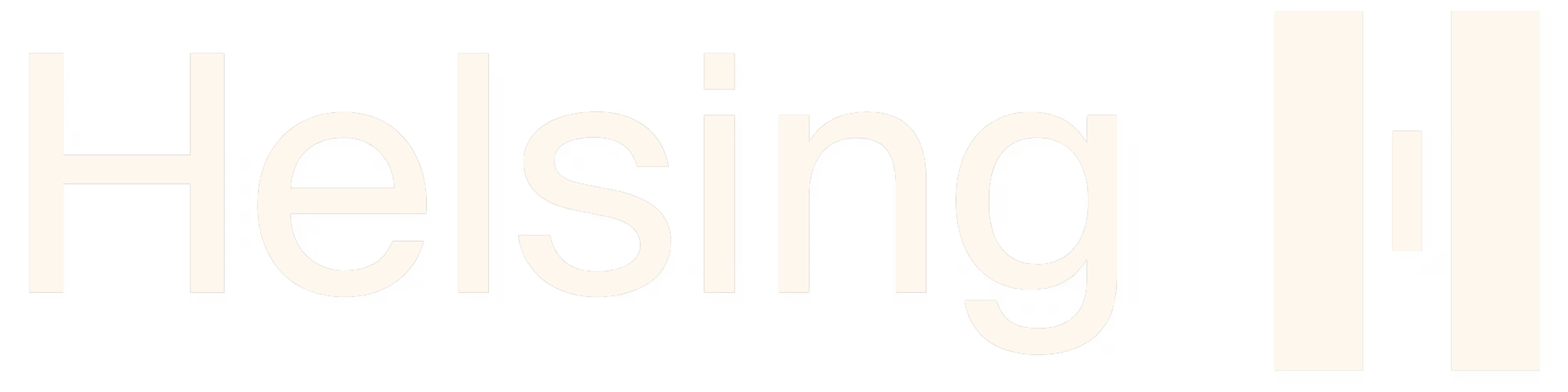 Le logo de l'entreprise Helsing de couleur beige.
