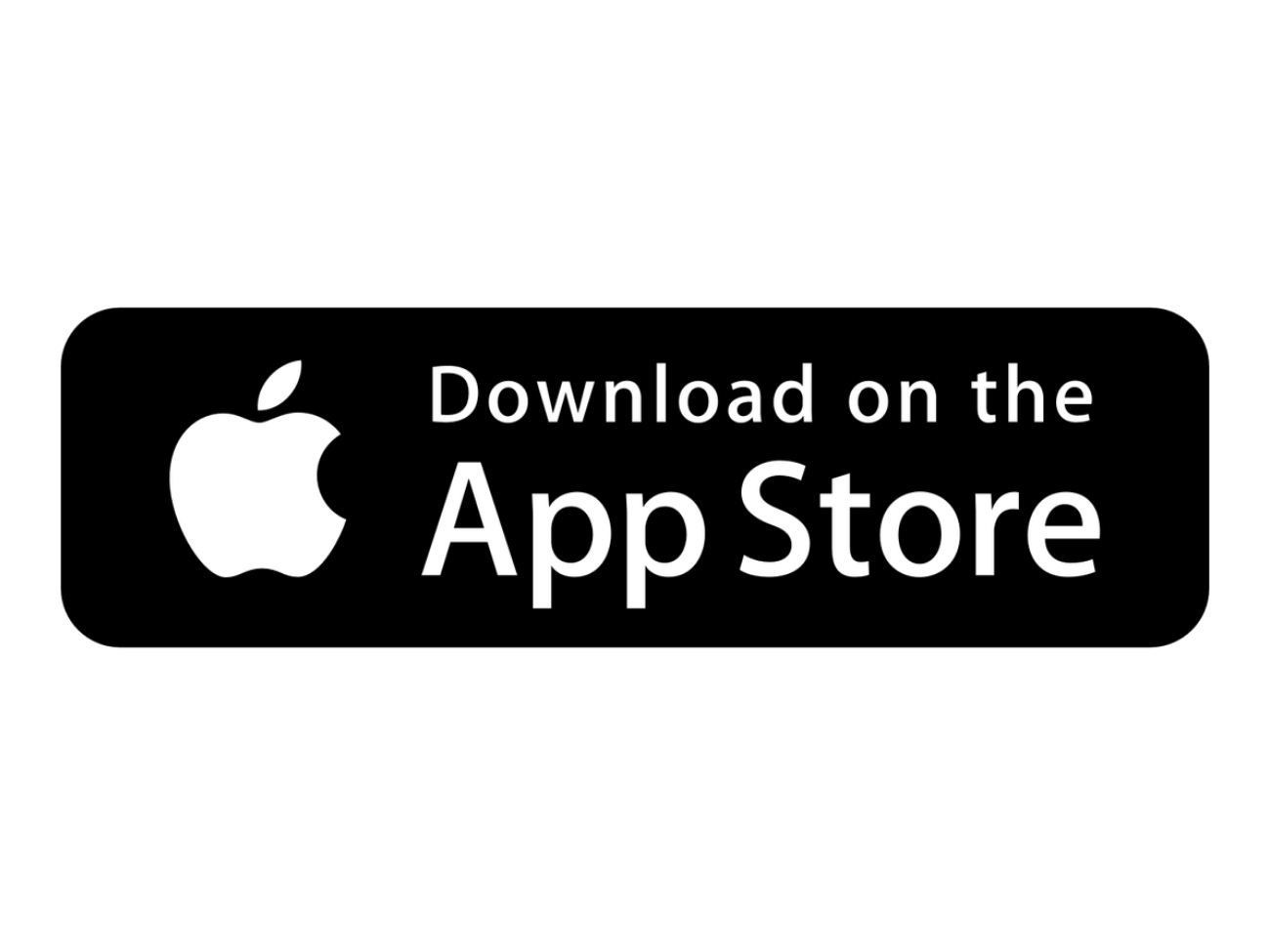 Black background with white Apple logo and text stating 'Download on the App Store'.