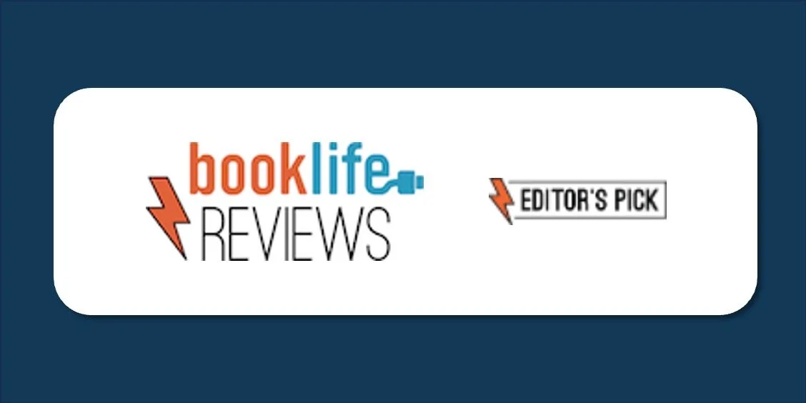 Logo for BookLife Reviews with an 'Editor's Pick' badge, featuring bold text and lightning bolt icons.