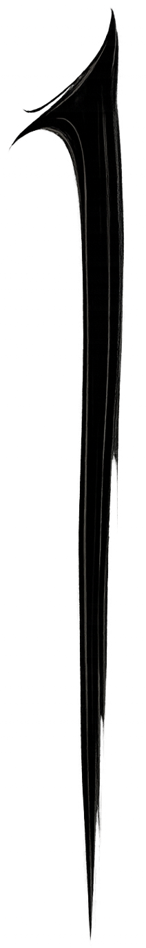 Black sword with a curved blade.