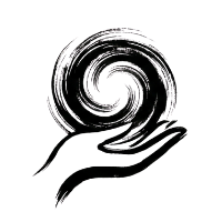 A black spiral shape on a dark background.