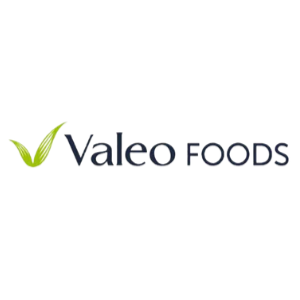 Valeo Foods logo with a green leaf symbol and the company name.