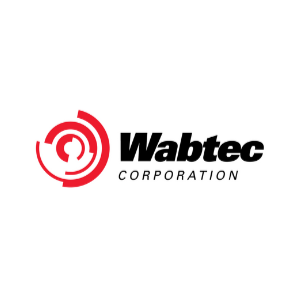 Wabtec Corporation logo with a red circular symbol and black text