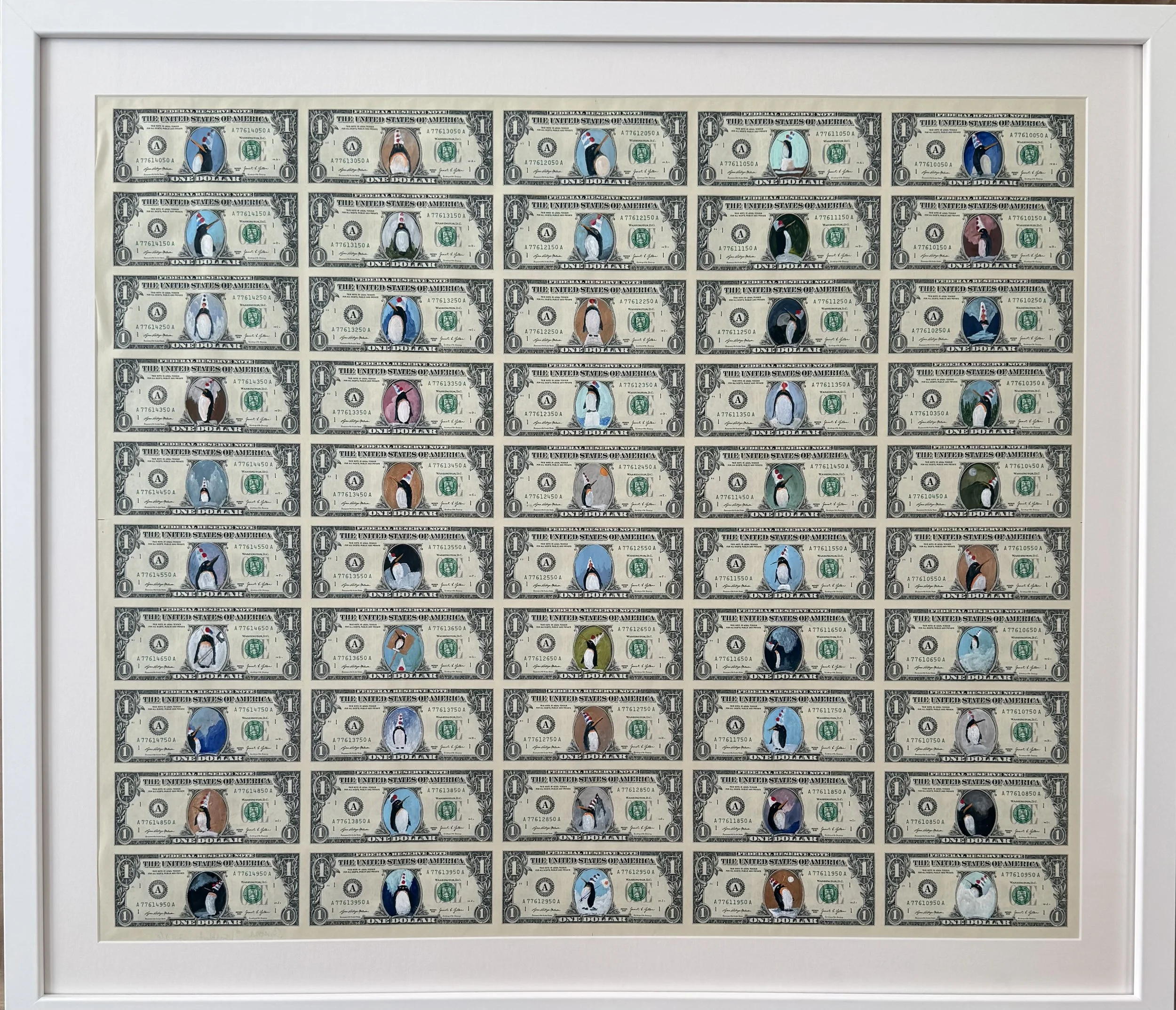 Penguins on U.S. Mint Uncut Currency Page