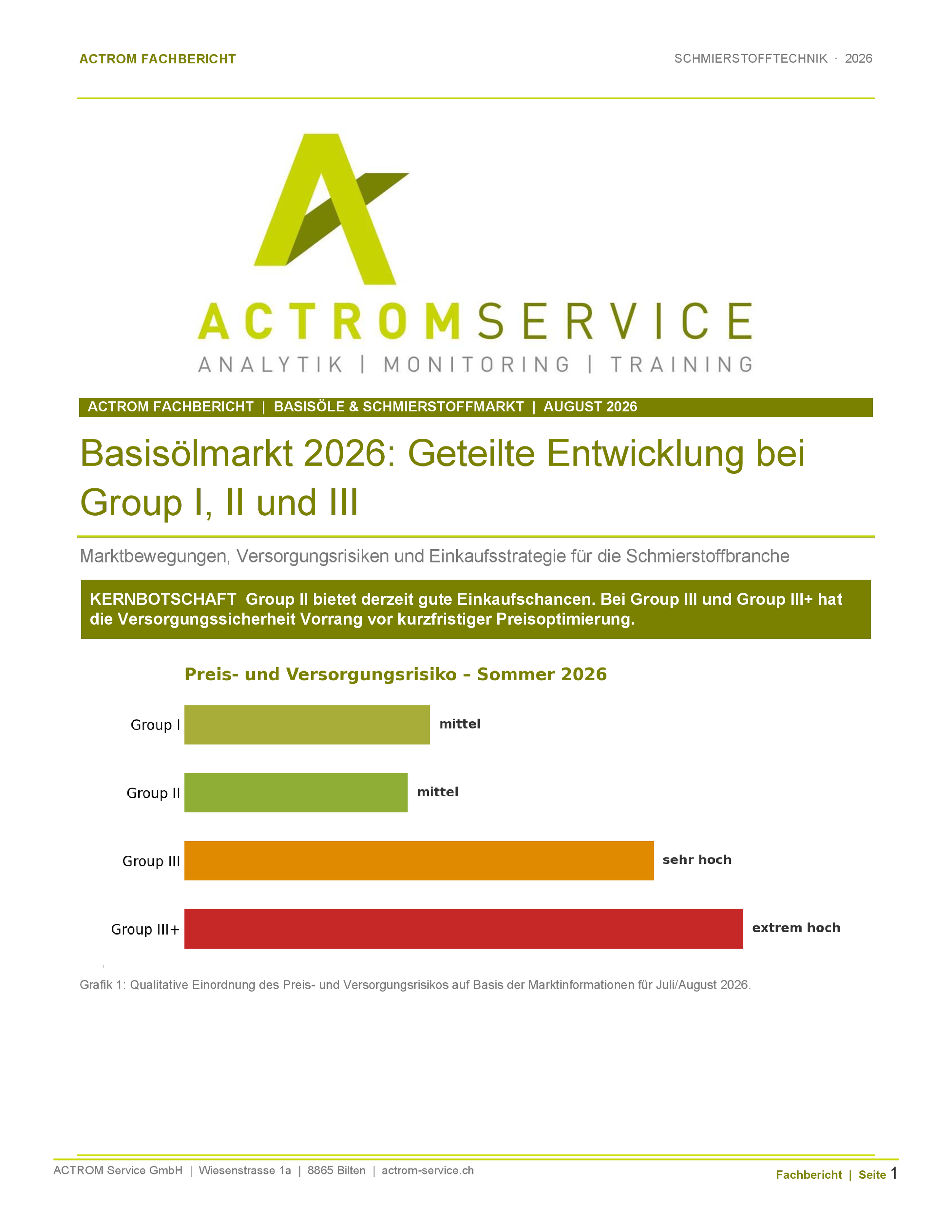 ACTROM Fachbericht                  Basisölmarkt 2026: Geteilte Entwicklung bei Group I, II und III