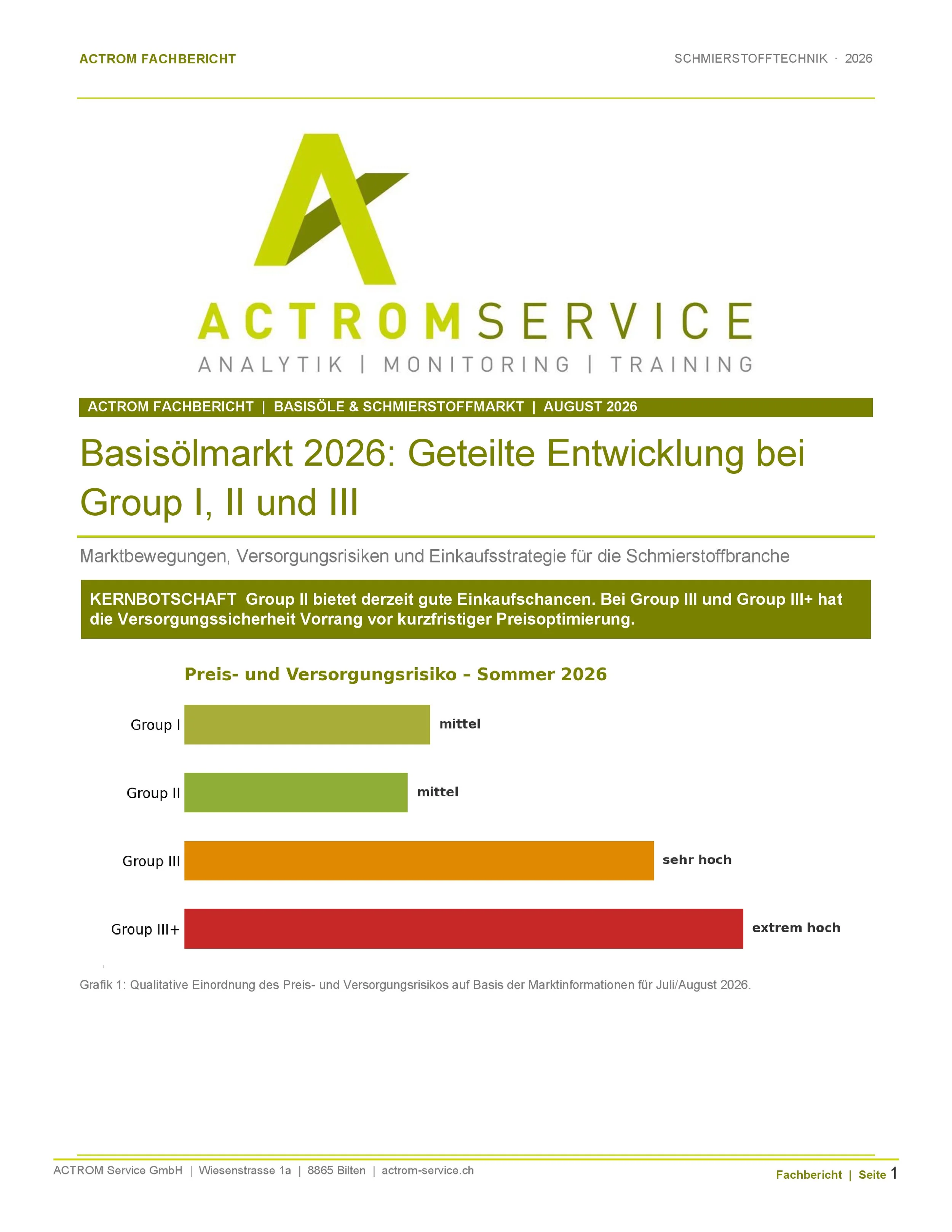ACTROM Fachbericht                  Basisölmarkt 2026: Geteilte Entwicklung bei Group I, II und III