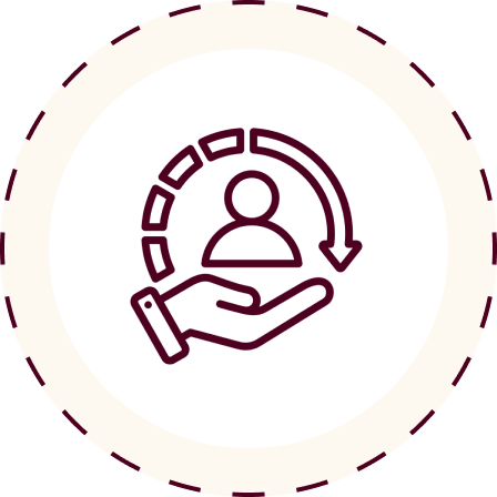 Icon of a hand holding a person with a circular arrow and progress bar