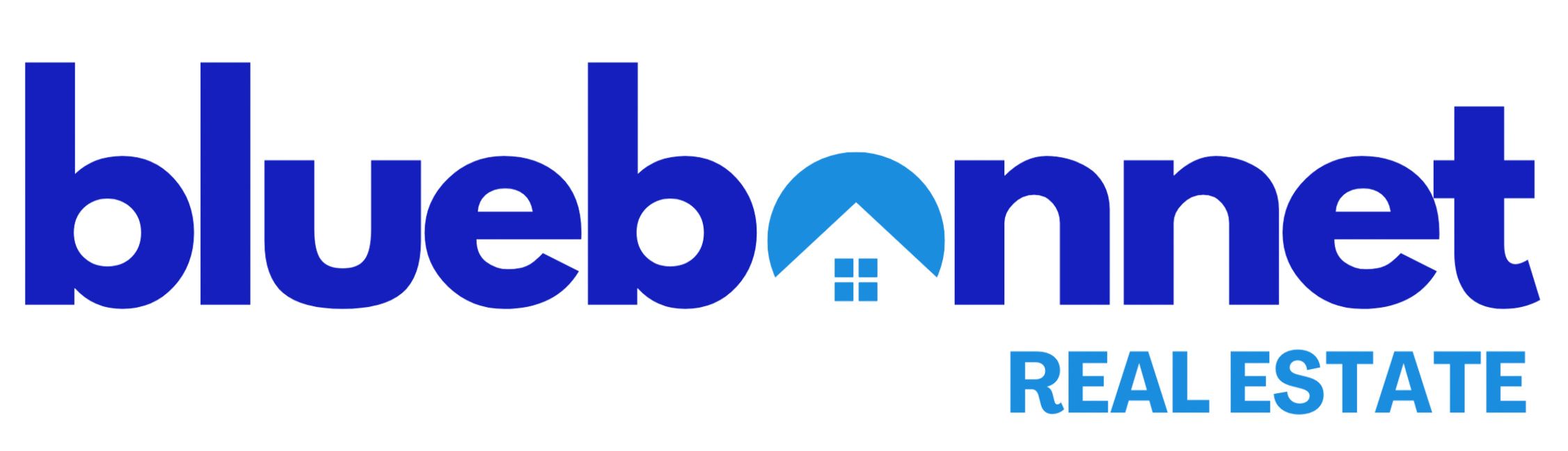 Bluehome Real Estate logo with the word 'bluehome' in large blue letters, a house roof and chimney icon forming the 'o' in 'home', and 'REAL ESTATE' in smaller blue text underneath.