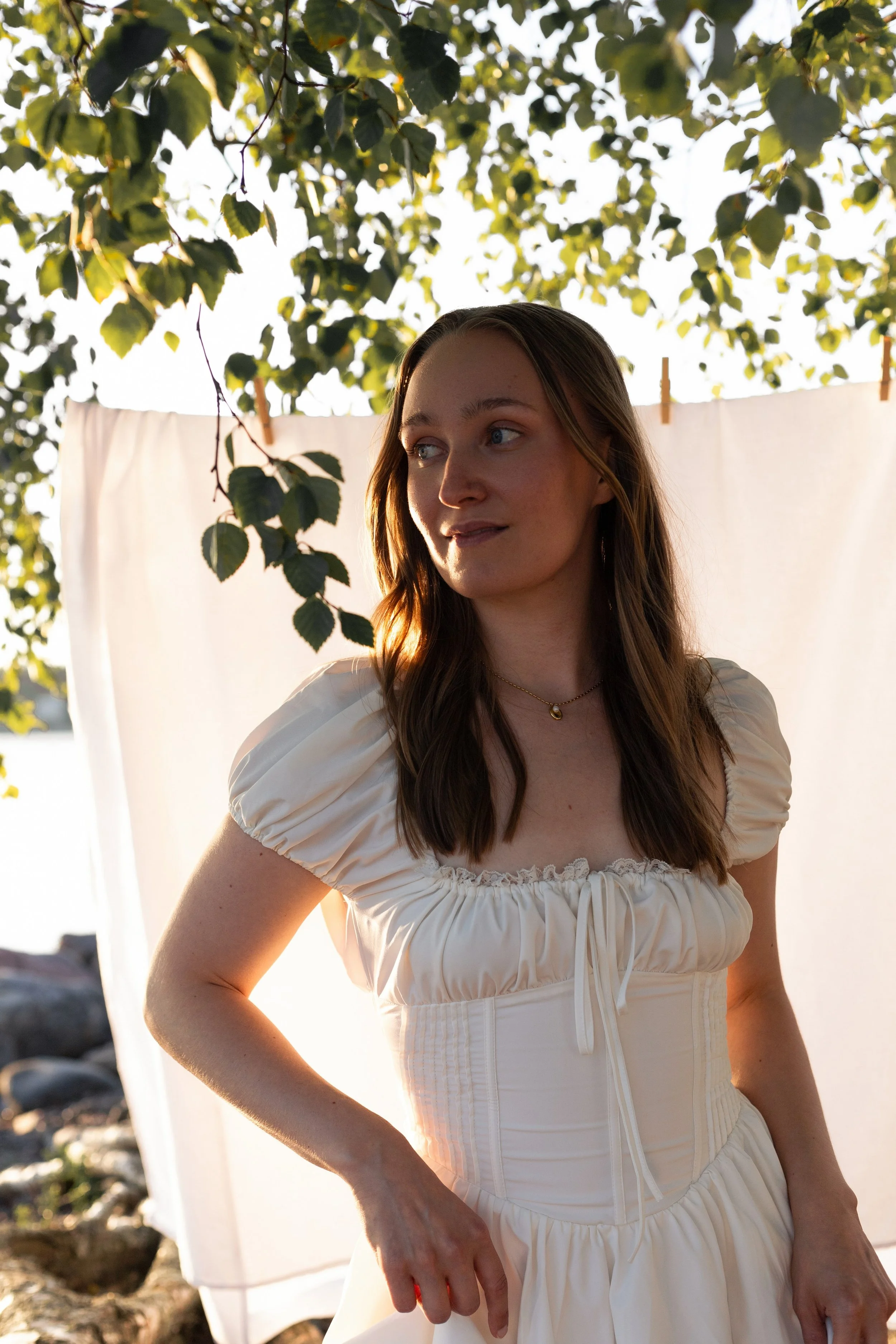 Soft content creator girl posing in Finnish nature.