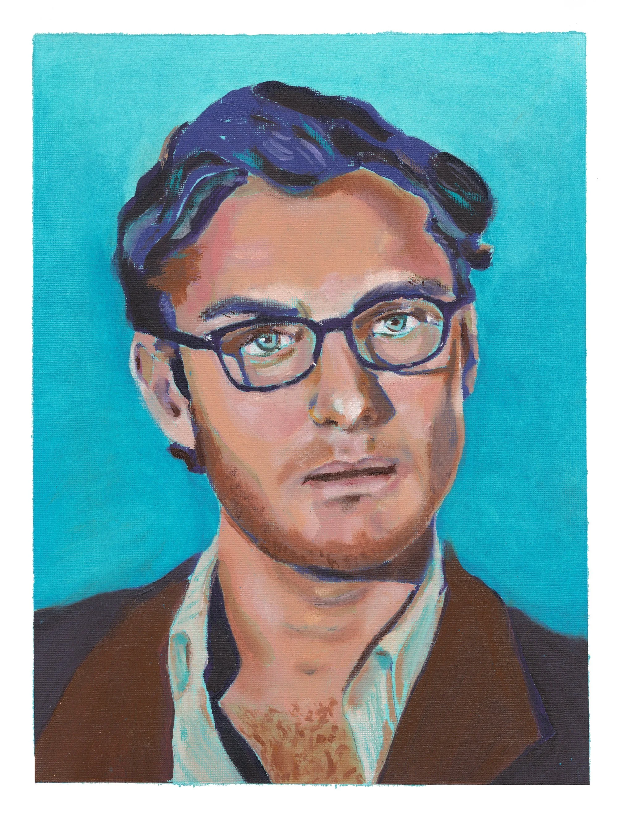 The Holiday Daddy (Jude Law), 2025 / Oil on paper / 9 x 12 in