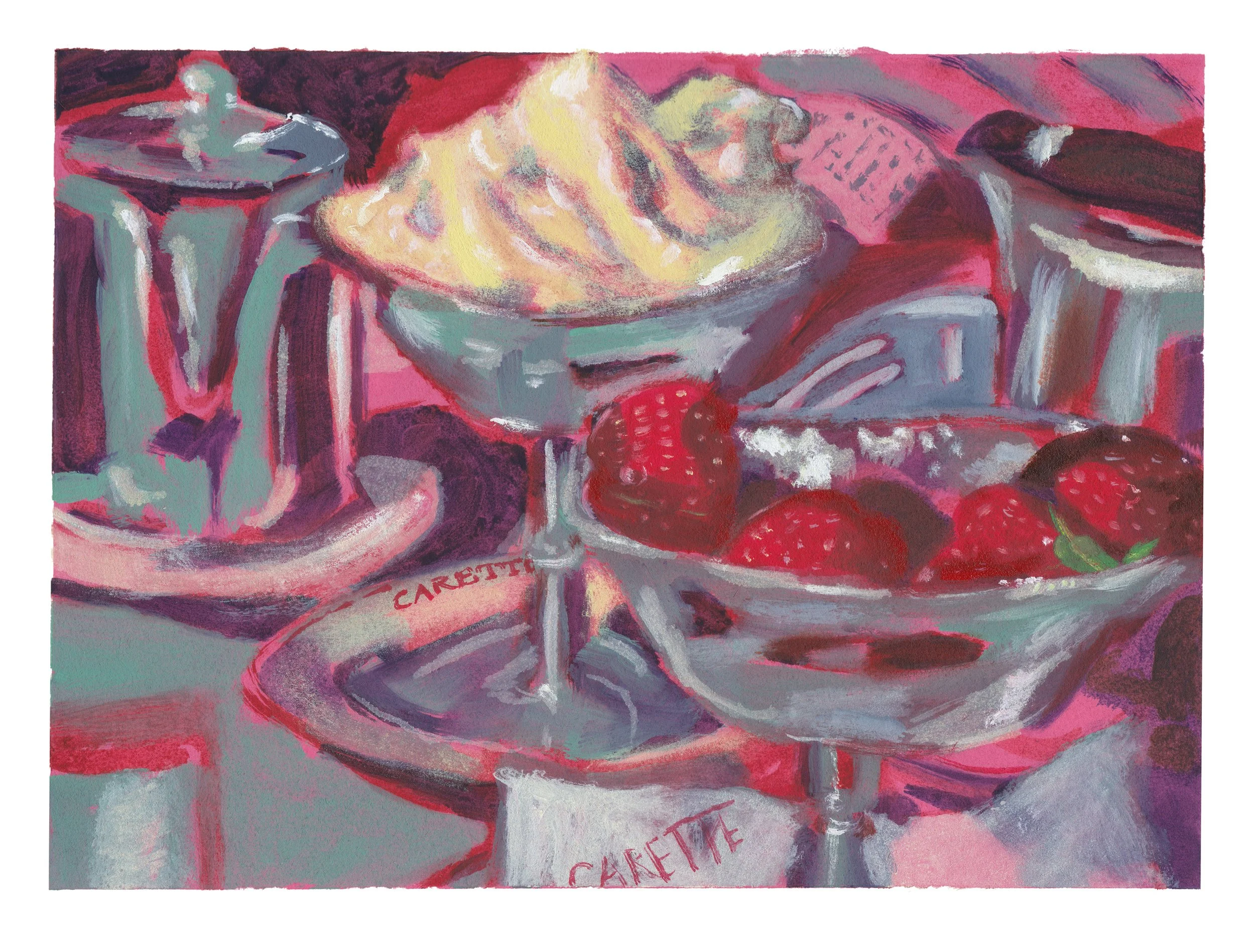 Brunch at Carette (Paris), 2025 / Oil on paper / 9 x 12 in