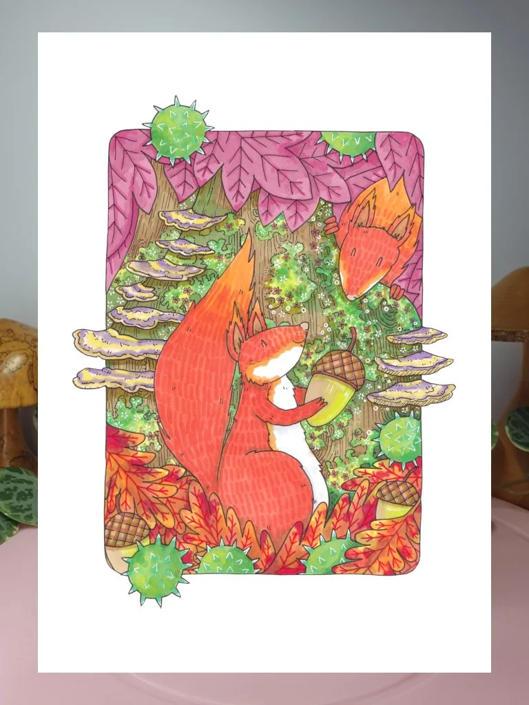 Squirrels Wildlife Giclée Art Print
