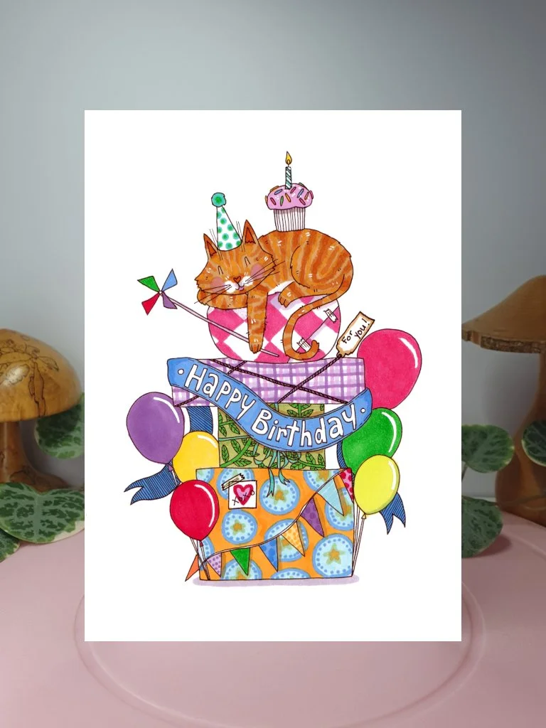 Cat birthday A6 greeting card