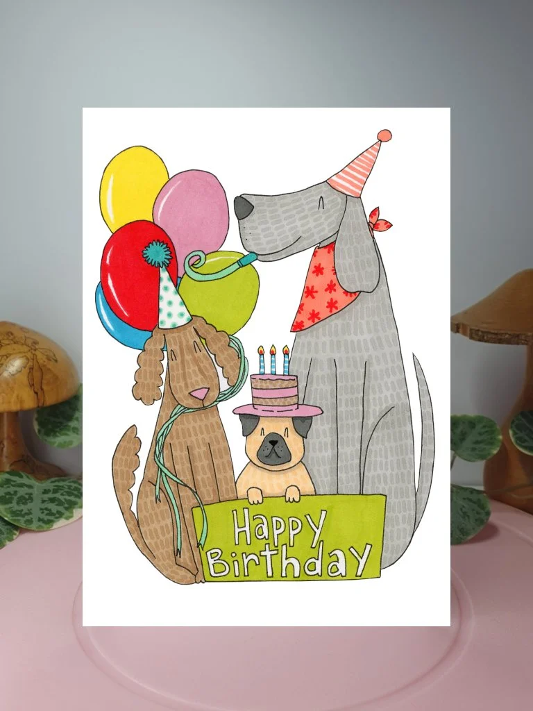 Dog birthday A6 greeting card