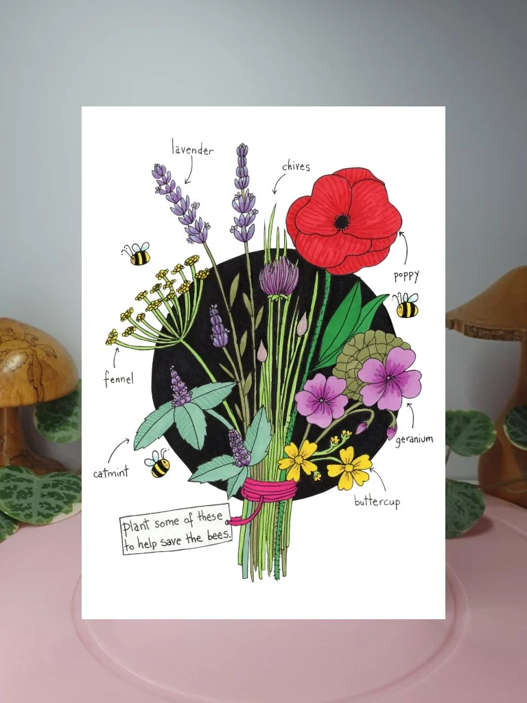 Flowers for Bees A6 greeting card