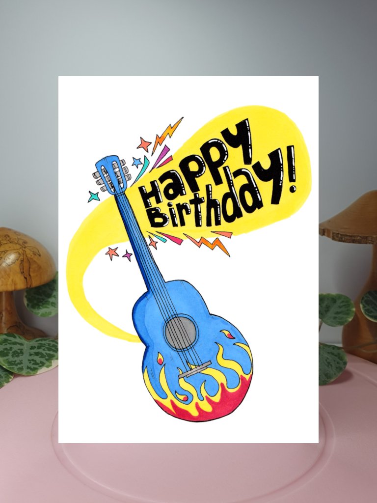 Guitar birthday A6 greeting card