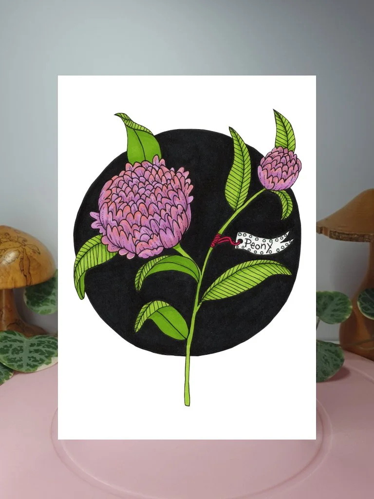 Peony A6 greeting card