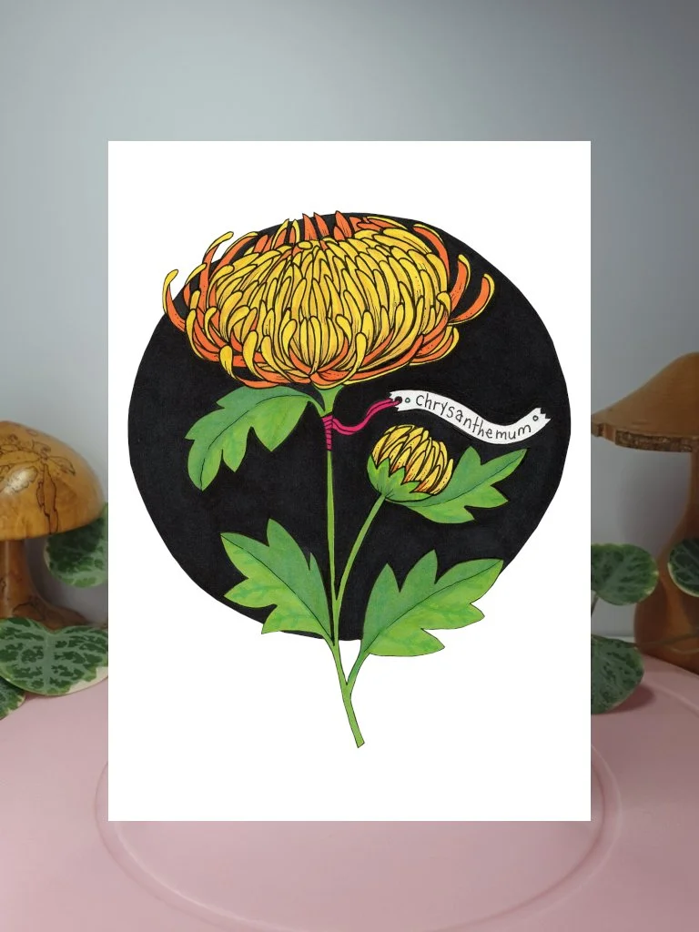 Chrysanthemum A6 greeting card