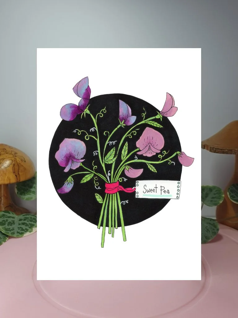 Sweet Pea A6 greeting card