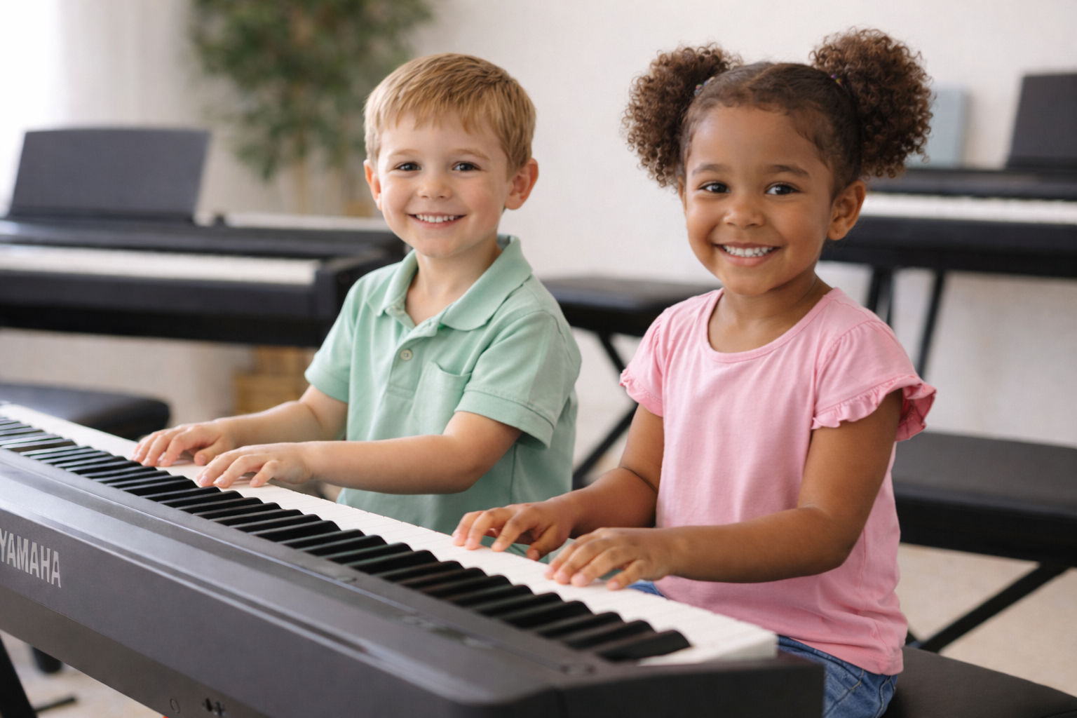 AI Boy and Girl at Piano