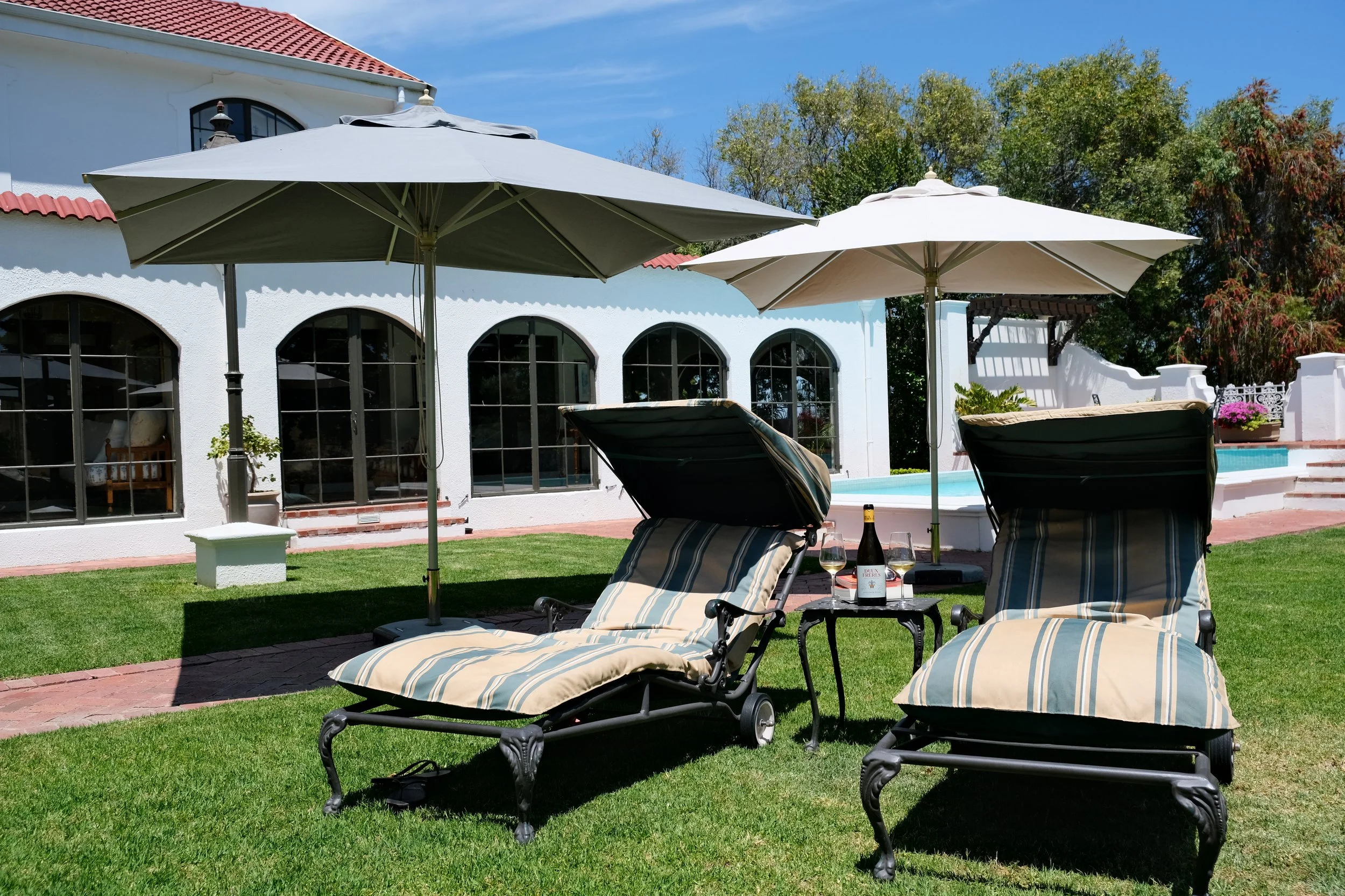 Lounge chairs to relax at Deux Frères Stellenbosch