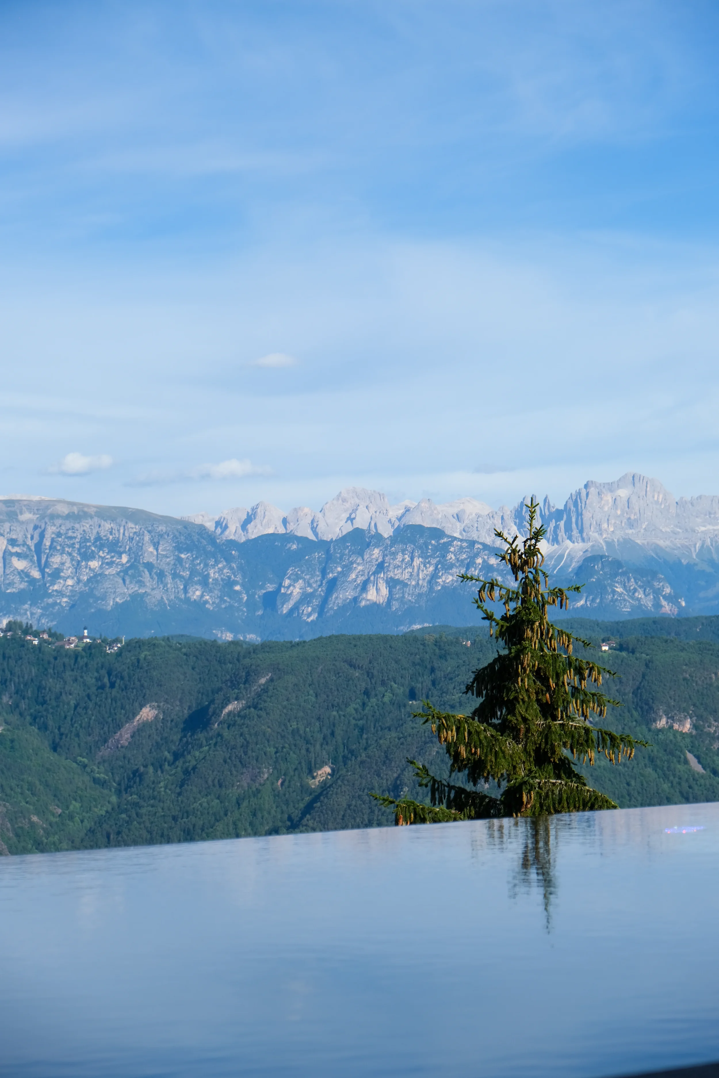 Views from the sky pool of the Dolomites in Hotel Saltus