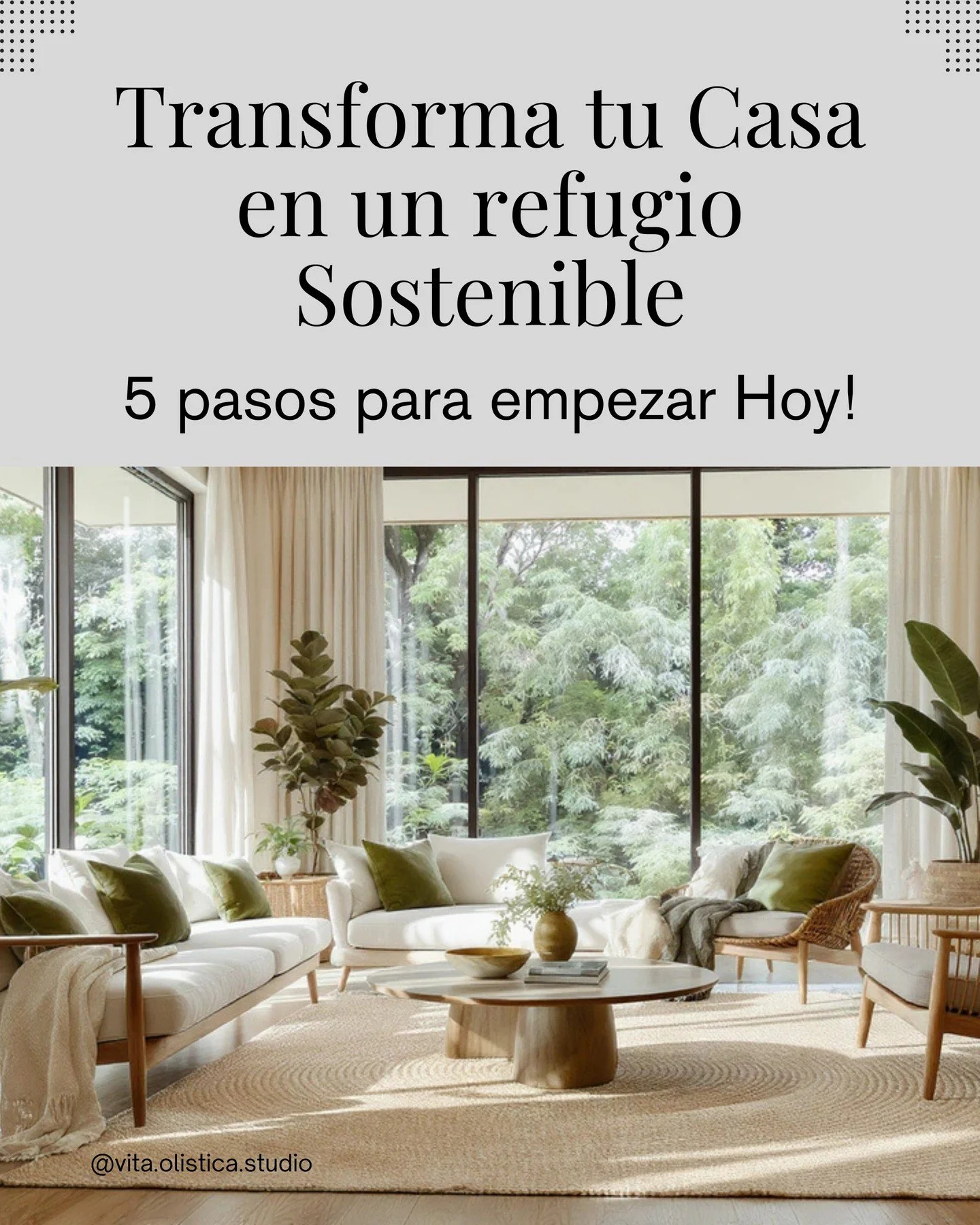 🌍💚 Transforma tu casa en un refugio sostenible.

Un hogar sostenible no se construye solo con tecnolog&iacute;a; se construye con consciencia. 

Nuestra casa es el lugar donde restauramos nuestra energ&iacute;a, y si el entorno est&aacute; intoxica