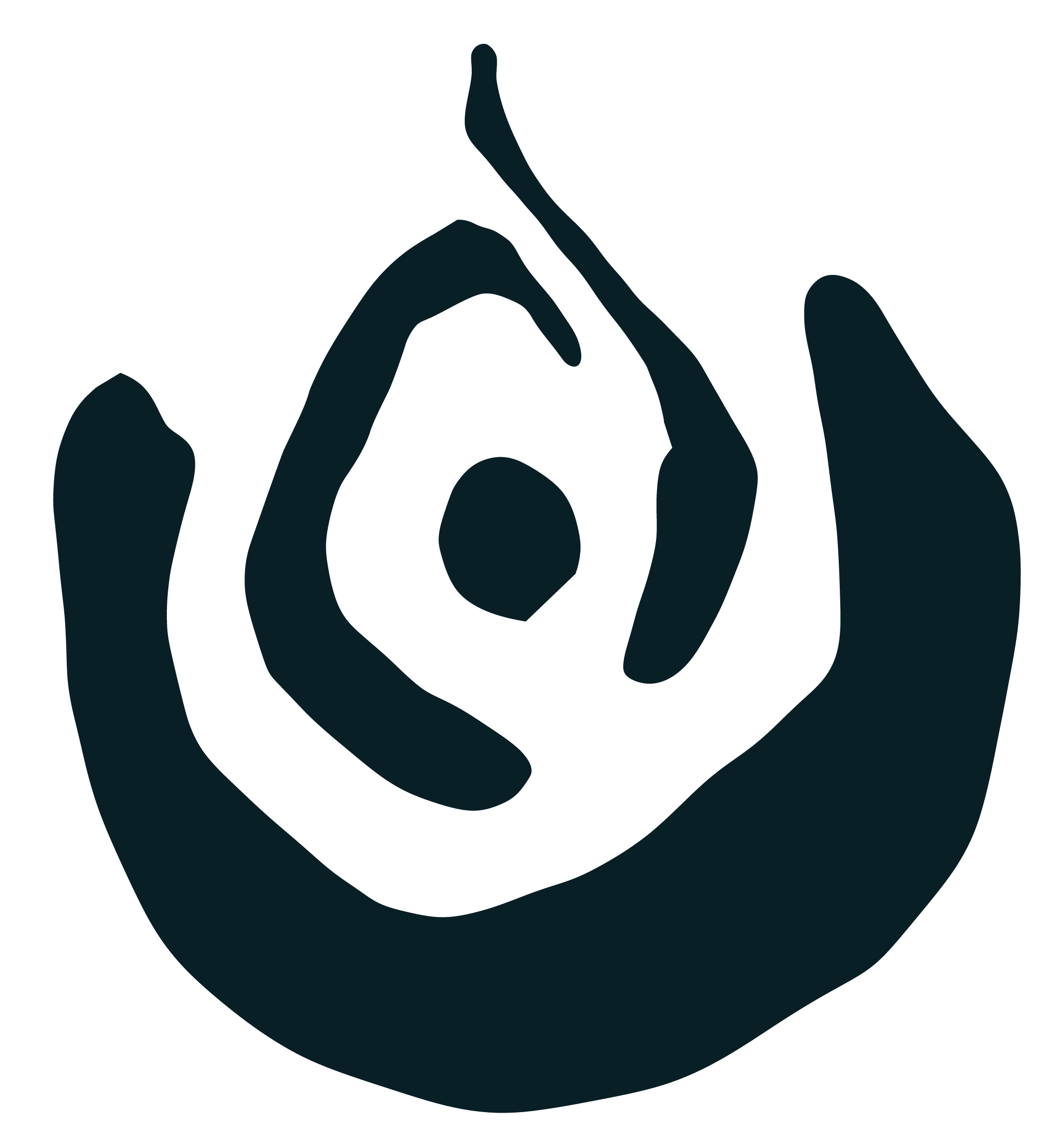 An abstract illustration of a round shape holding a circle in the middle.