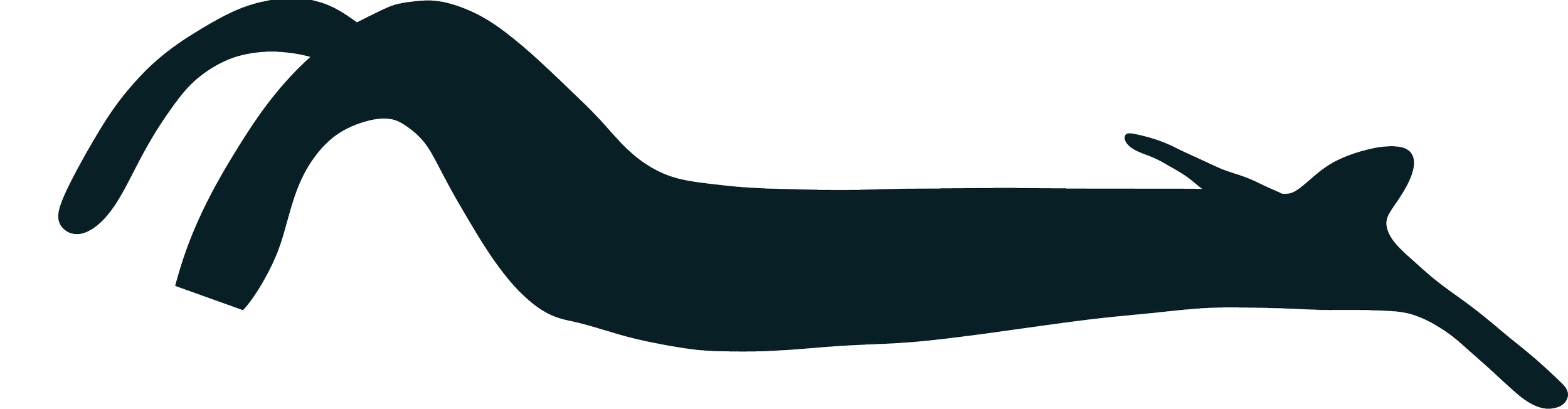 Silhouette of a reclining person with limbs extended, head turned to the side, and arms resting along their body.
