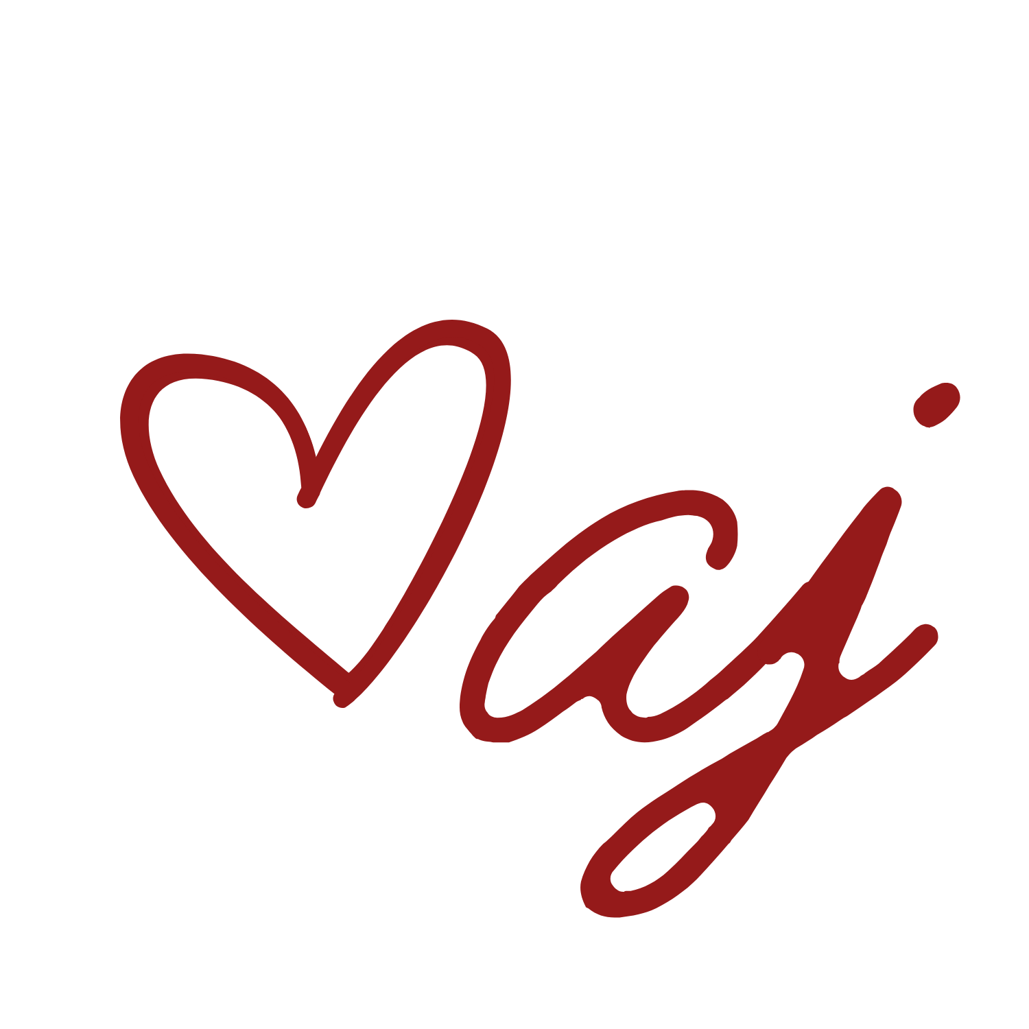 Red handwritten-style text that says "& mama" with a heart shape representing the ampersand.