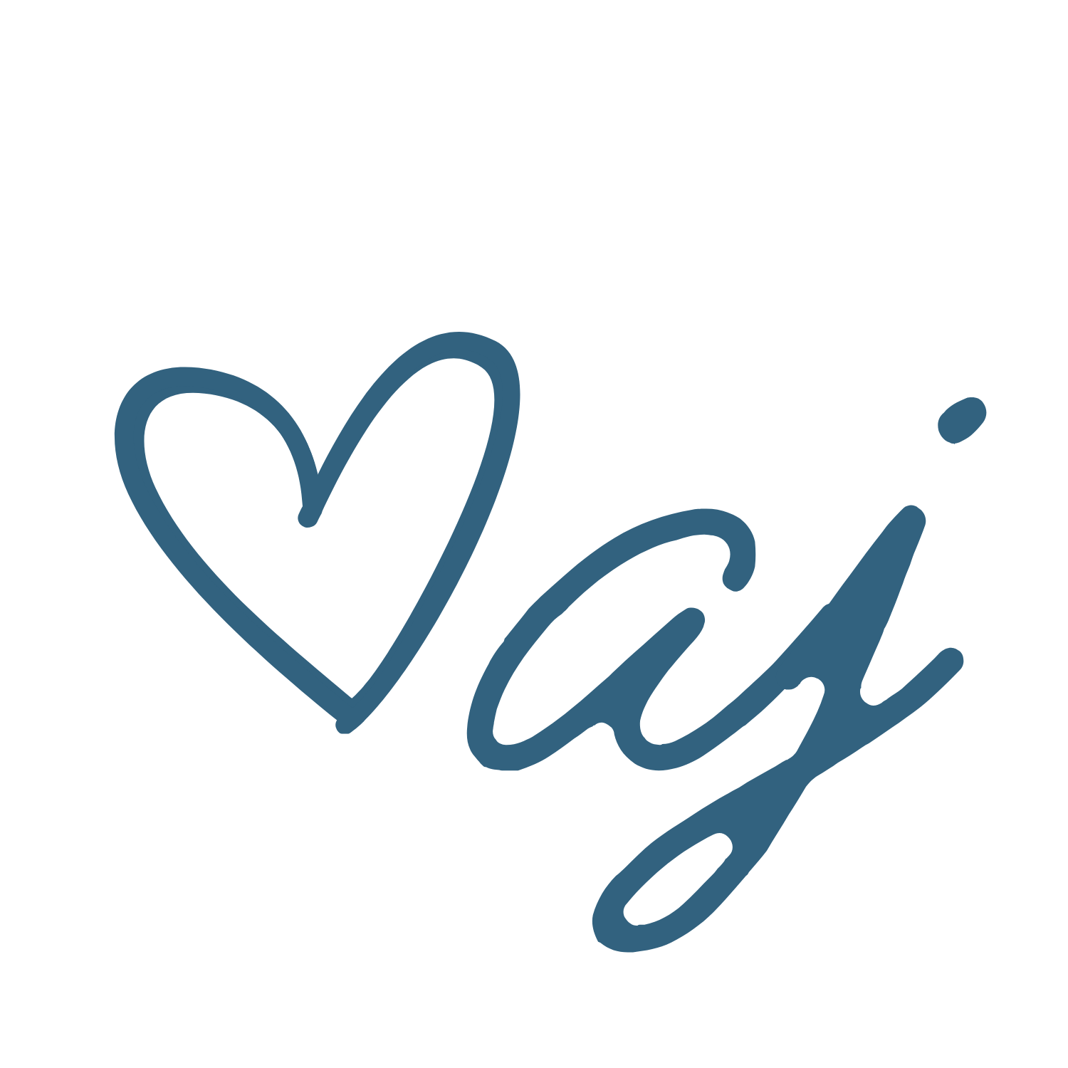 Blue handwritten-style text that says "& mama" with a heart shape representing the ampersand.