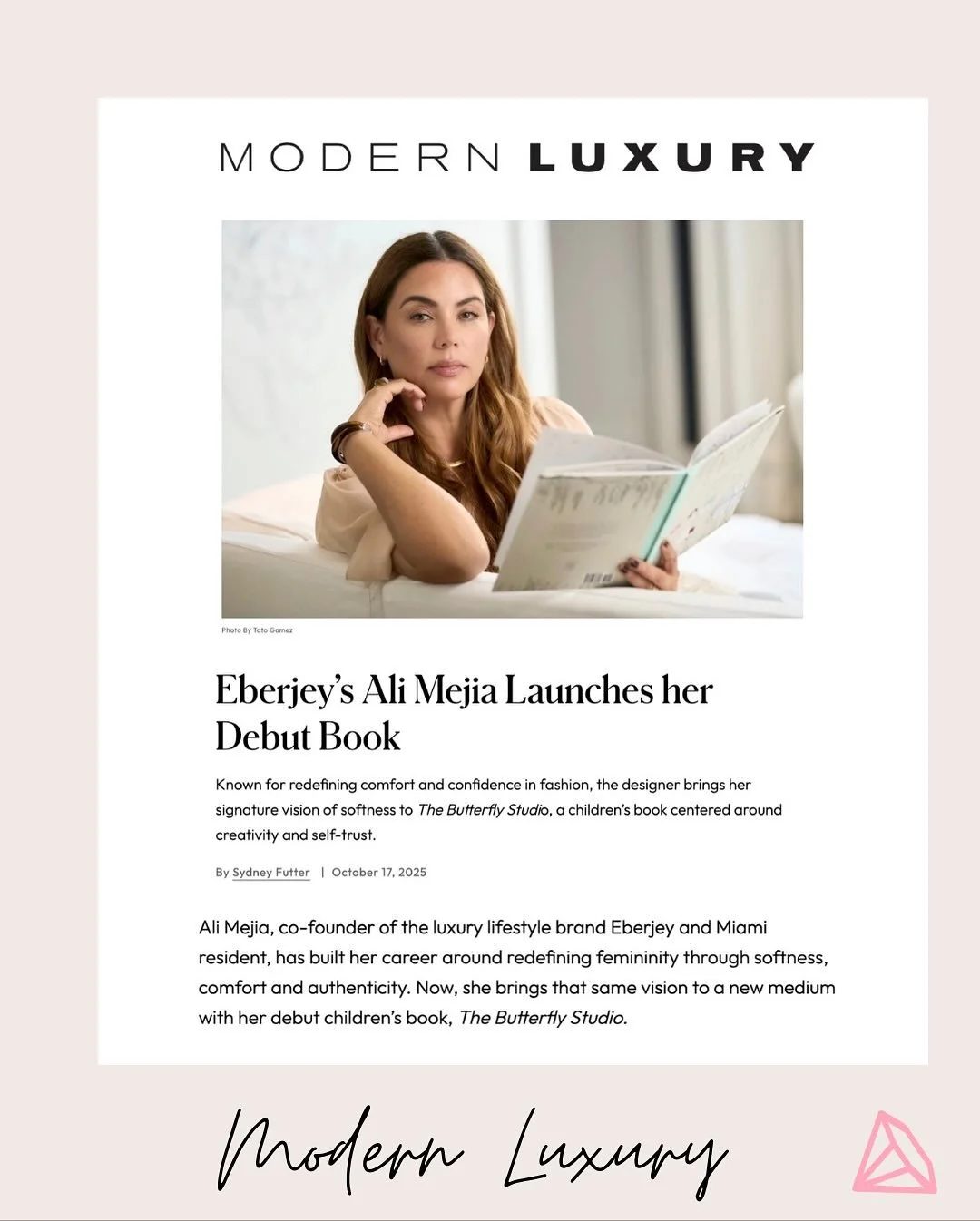 @alimejia__ , co-founder of the beloved @eberjey sleepwear brand, is trading PJs for picture books with her enchanting debut children&rsquo;s book, @thebutterflystudiobook , launching November 11 (now aviallabe for presale on Amazon). 

Lushly illust