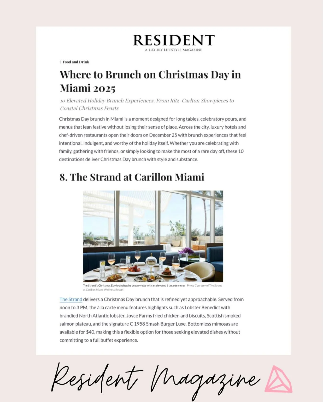 Christmas Day is for opening presents and being with family, not being stuck in the kitchen. 

Thankfully @thestrandmiami at @carillonhotel is open from 12pm-3pm for Christmas Brunch and it will not disappoint. 

Thank you, @residentmiami for the fea