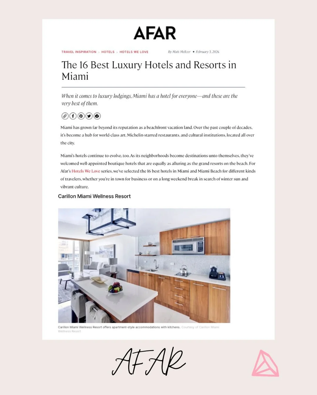 Making waves! 🌊 

@carillonhotel has been named one of @afarmedia&rsquo;s 16 Best Luxury Hotels in Miami. 

From world-class spa experiences to Michelin-starred dining @tambourineroom , the resort is redefining wellness luxury in Miami Beach.

Thank