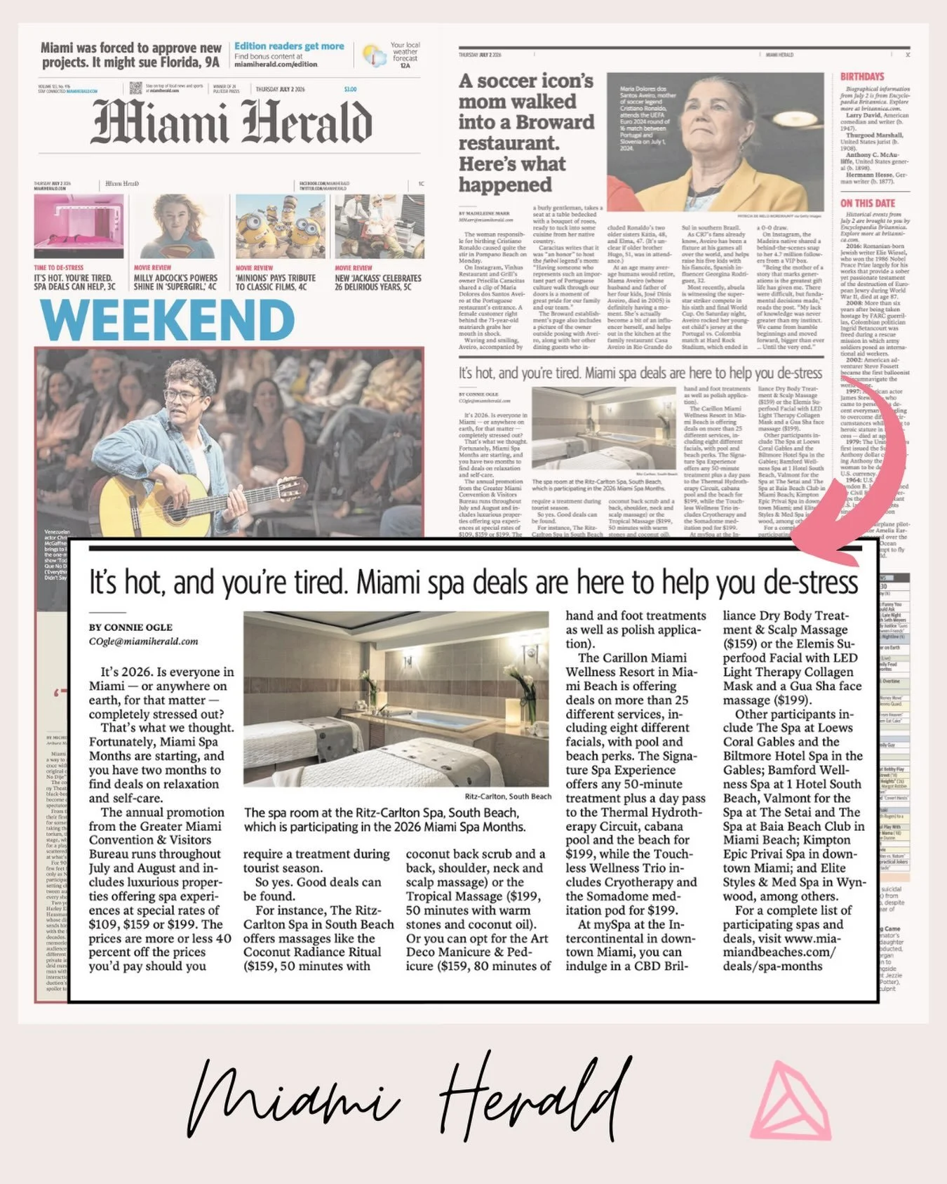 It&rsquo;s hot. You&rsquo;re tired. The @miamiherald said so, and honestly, same.

It&rsquo;s also July which means it is Spa Month in Miami and @carillonhotel has 25+ spa deals ready to fix all of that🧖🏻&zwj;♀️.

A big thank you to @ogleconnie for