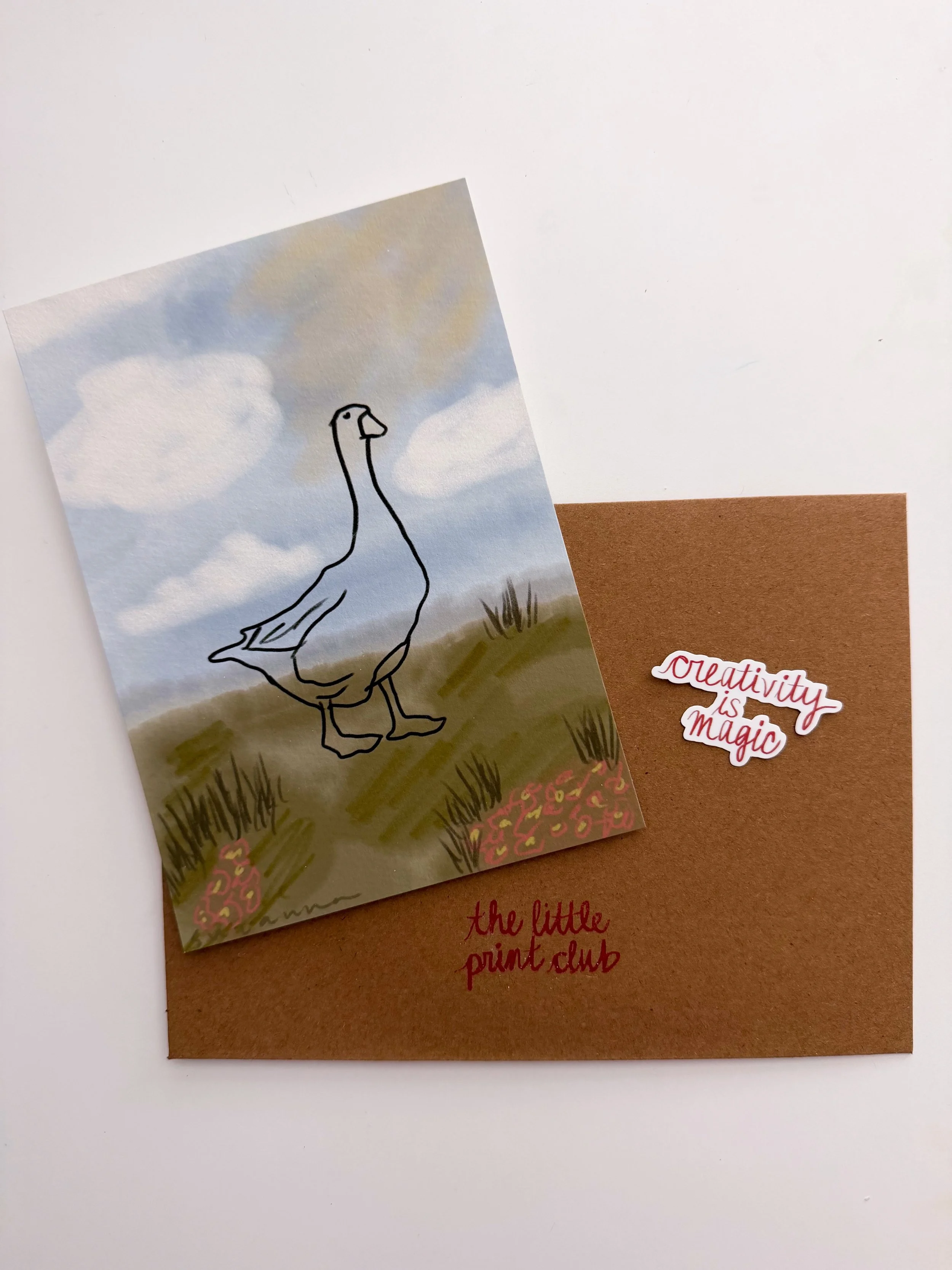 the little print club &mdash; for your littlest art collector. Every month you get an original 5x7 print before it goes live on the website plus a couple little extras. Frame them, collect them, gift them, send them as postcards &mdash; the fun is en