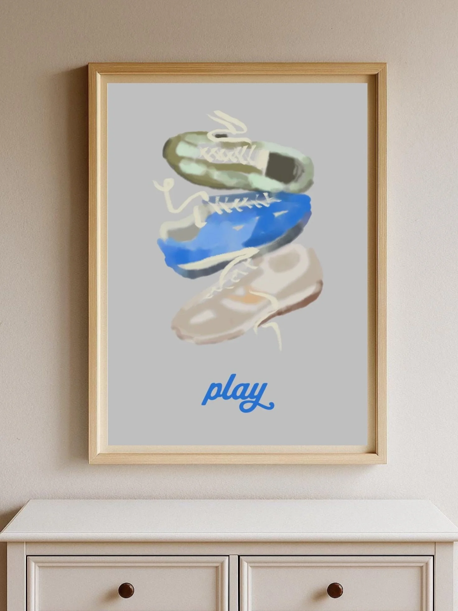 Time to play. Available now in a variety of sizes 👟 

#childrensroom #artprints #playroom #kidsart #artforkids
