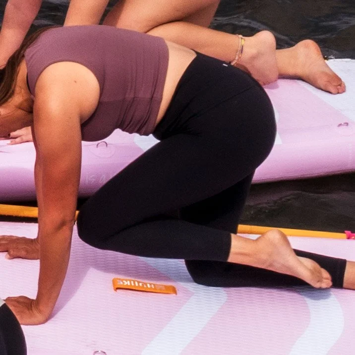 Paddleboard fitness class on Lake LBJ during summer