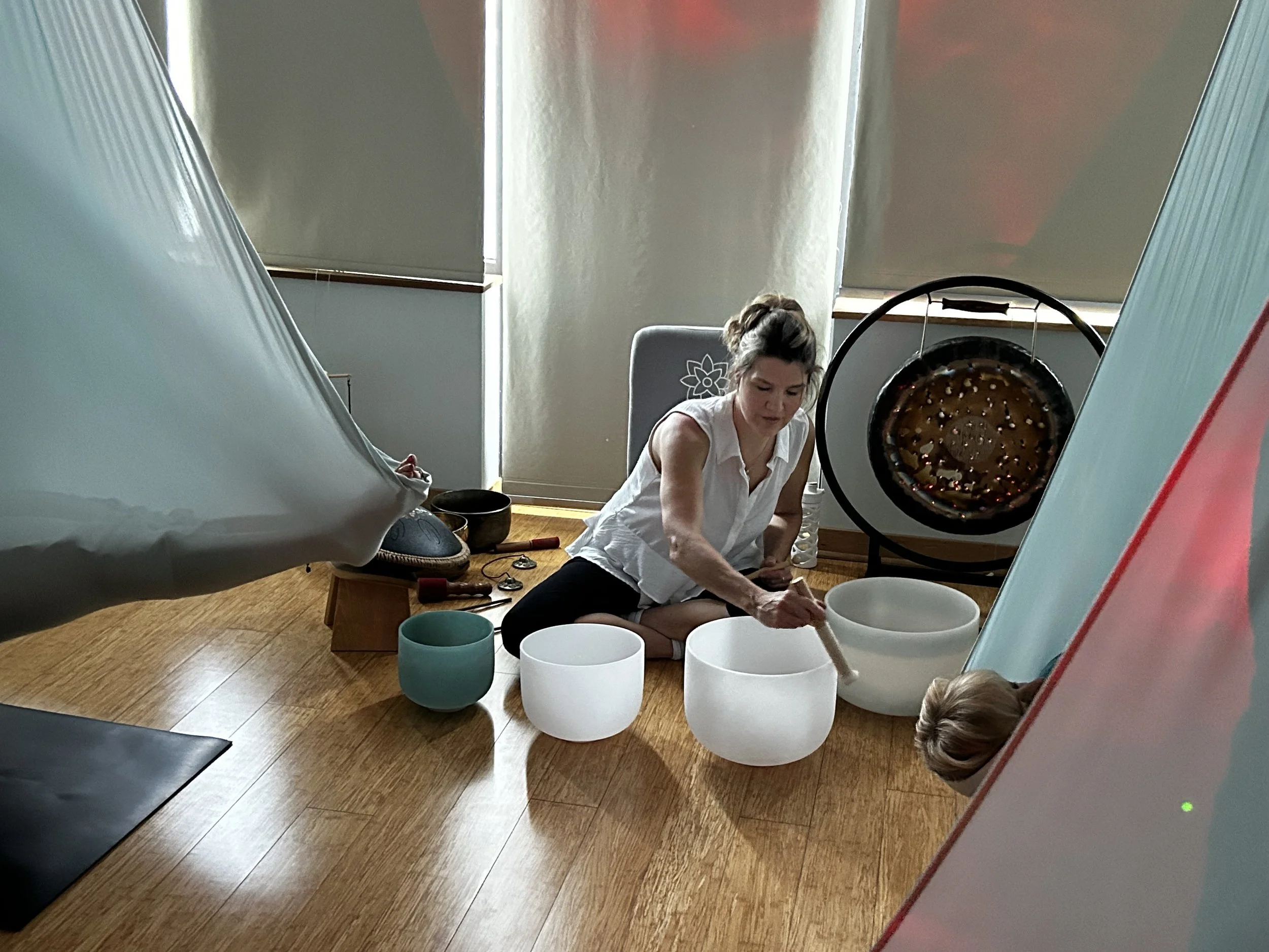 Aerial Yin &amp; Crystal Singing Bowl Sound Bath with Meghan Farr and Char Taylor