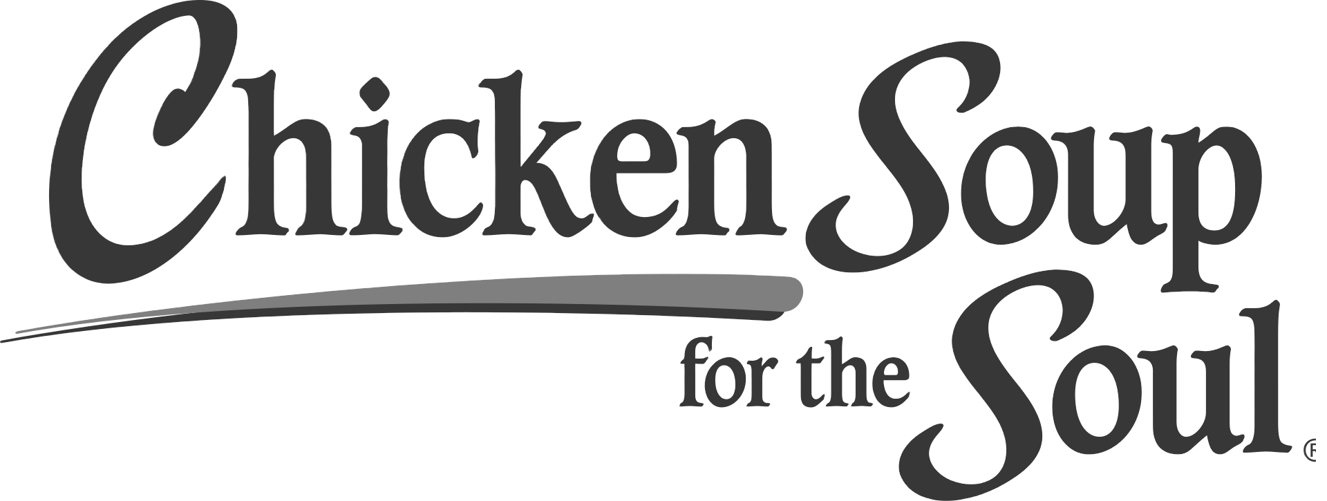 Logo of Chicken Soup for the Soul in black and gray text with a swoosh underline.