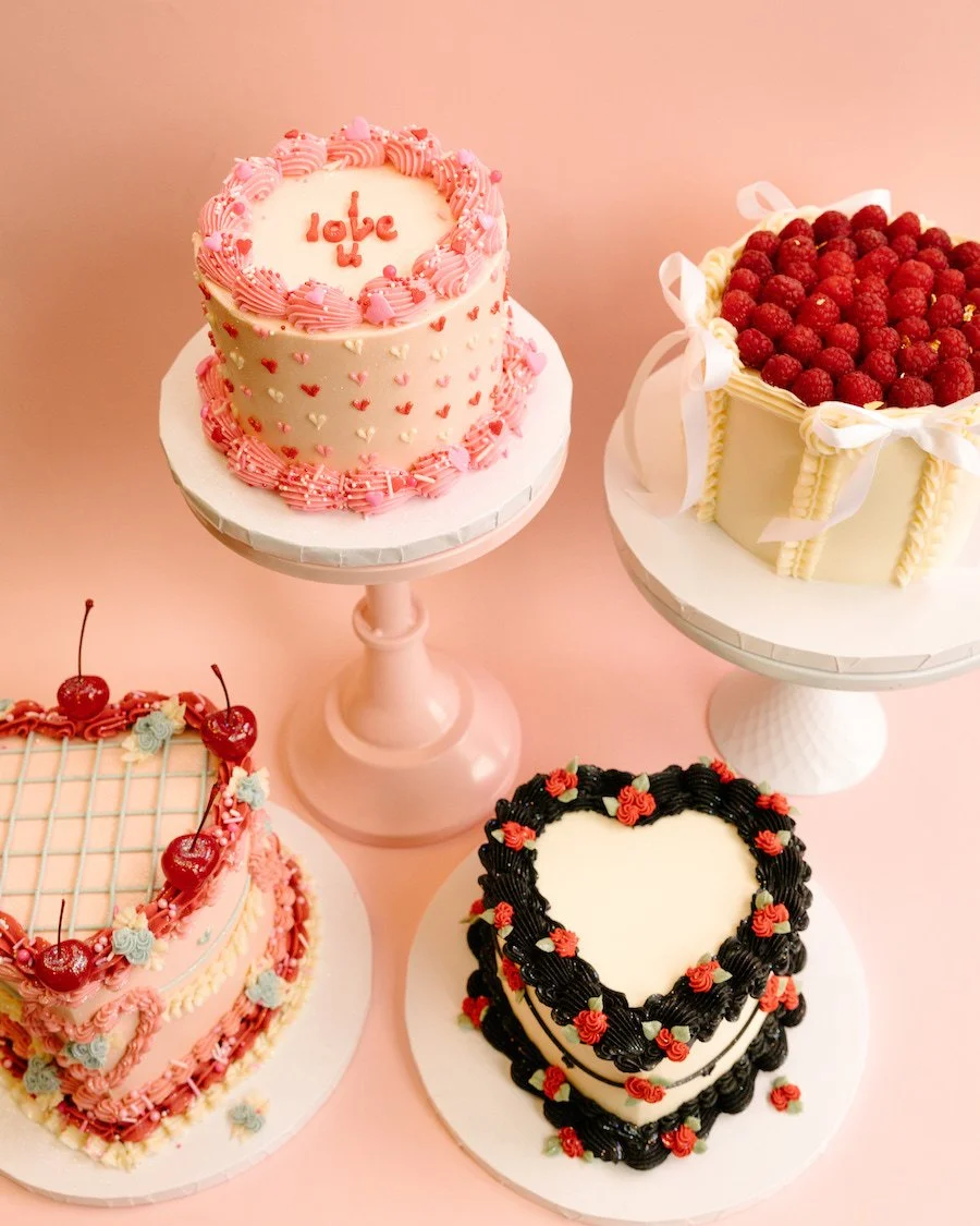heart shaped desserts - ECBG Valentine's Day cakes